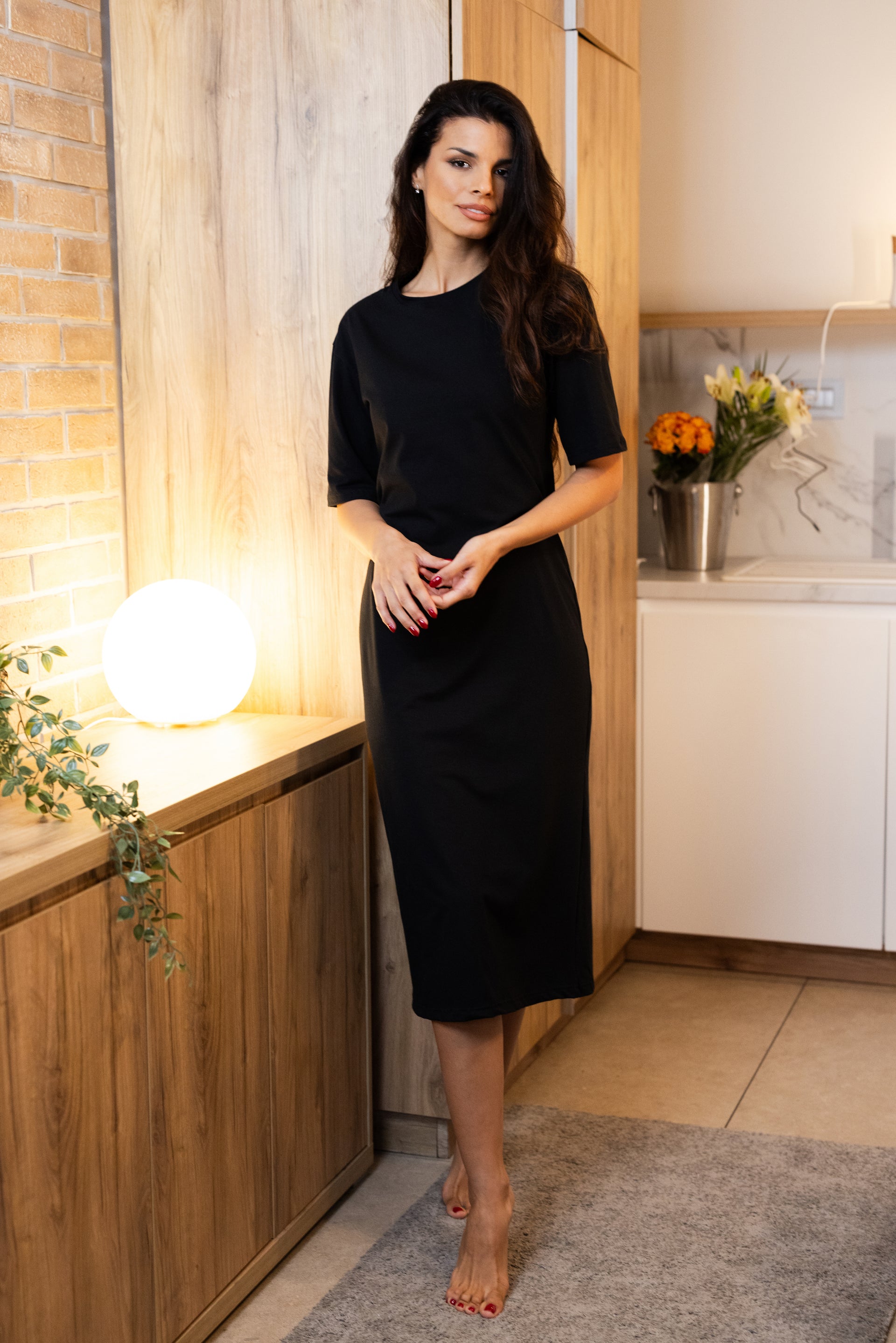 Women's Cotton Dress/Pajama Basic Black/Merkat/Navy – Dax Intimo